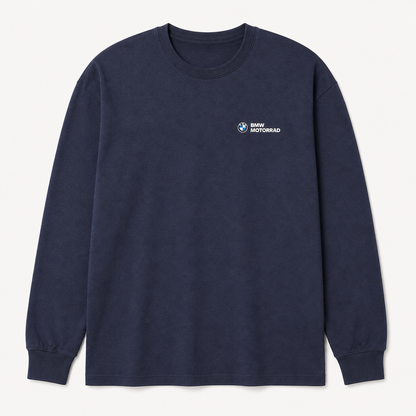 DVP BMW 2024 navy long-sleeve tee — front studio photo